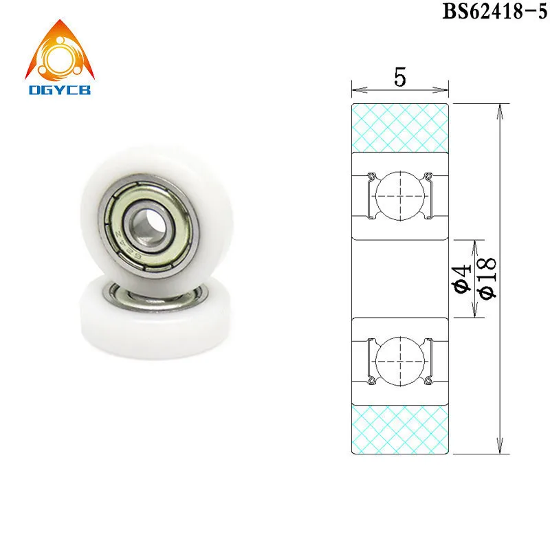 

4pcs 4x18x5 POM Plastic Coated Roller BS62418-5 OD 18mm POM Drawer Pulley 4*18*5 Nylon Flat Guide Wheel