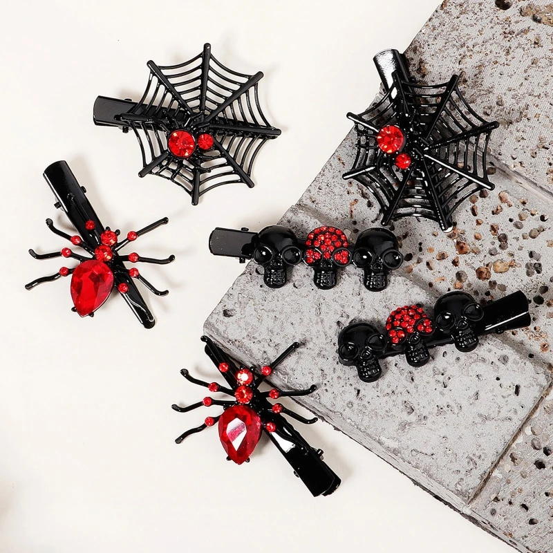 Novelty Scary Spider Skull Shape Hair Clip Halloween Costume Headwear for Women Party Anime Party Hair Non Slip Supplies