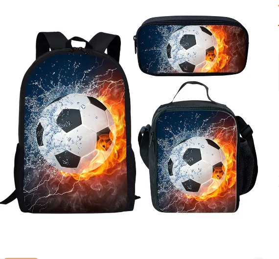 

Classic Creative Funny Ice and fire Foot Ball 3D Print 3pcs/Set pupil School Bags Laptop Daypack Backpack Lunch bag Pencil Case