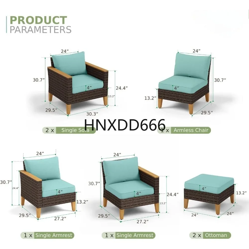7 Piece Extra Large Wicker Patio Furniture Set,2 xSingle Chair,2 x Ottoman,3-Seat Sofa,All-Weather Outdoor PE Rattan Patio sofa