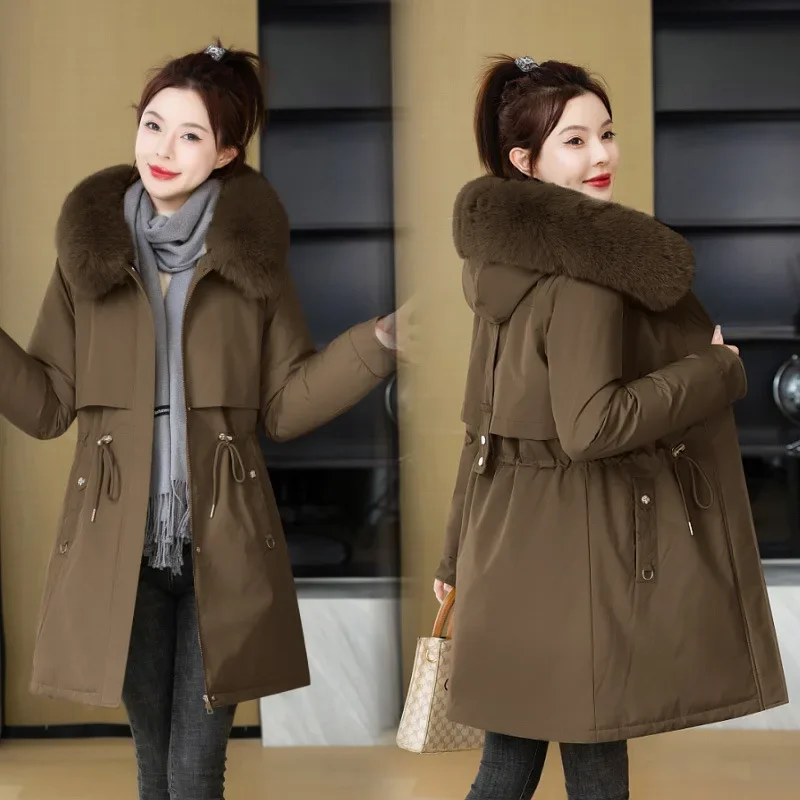 2024 New Cotton Jacket Women's Medium To Long Korean Edition Loose Large Down Cotton Jacket Female Pie Overcomes Cotton Coat