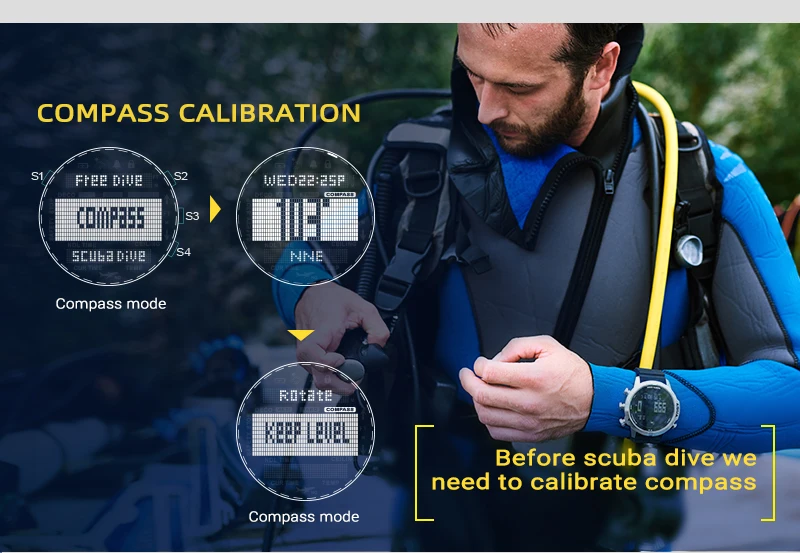NORTH EDGE الغوص 50 متر الغوص الساعات الرجال المهنية الغوص ساعة الكمبيوتر مقياس الارتفاع بارومتر البوصلة ساعة رقمية #4
