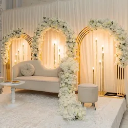 1pcs/3pcs)Marriage Events Gold Flower Stand Party heart Stage Flower Arch Frame Stand Wedding Decoration Backdrops