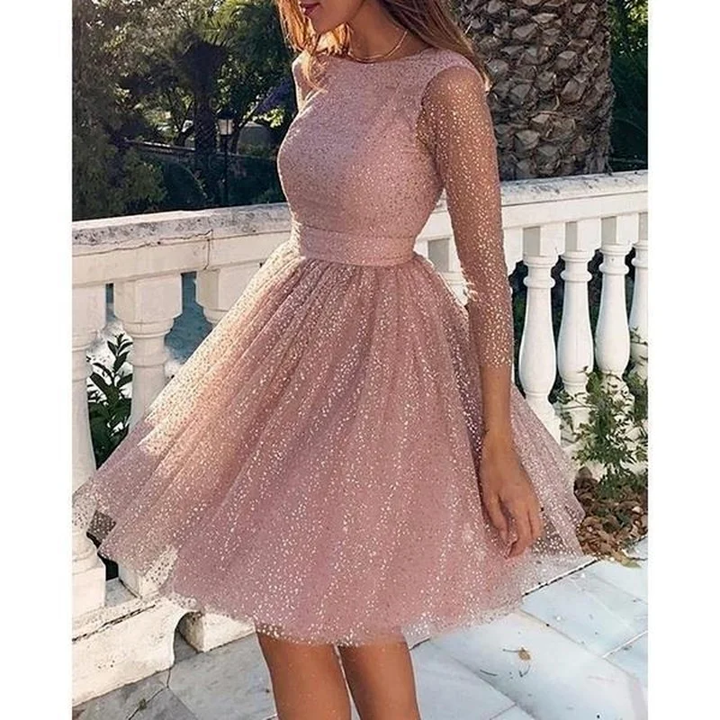 

Streetwear Sweet Pink Midi Dress Female 2024 Summer Casual Dress Evening Party Vestidos Women Sexy Lace Sequined Party Dresses