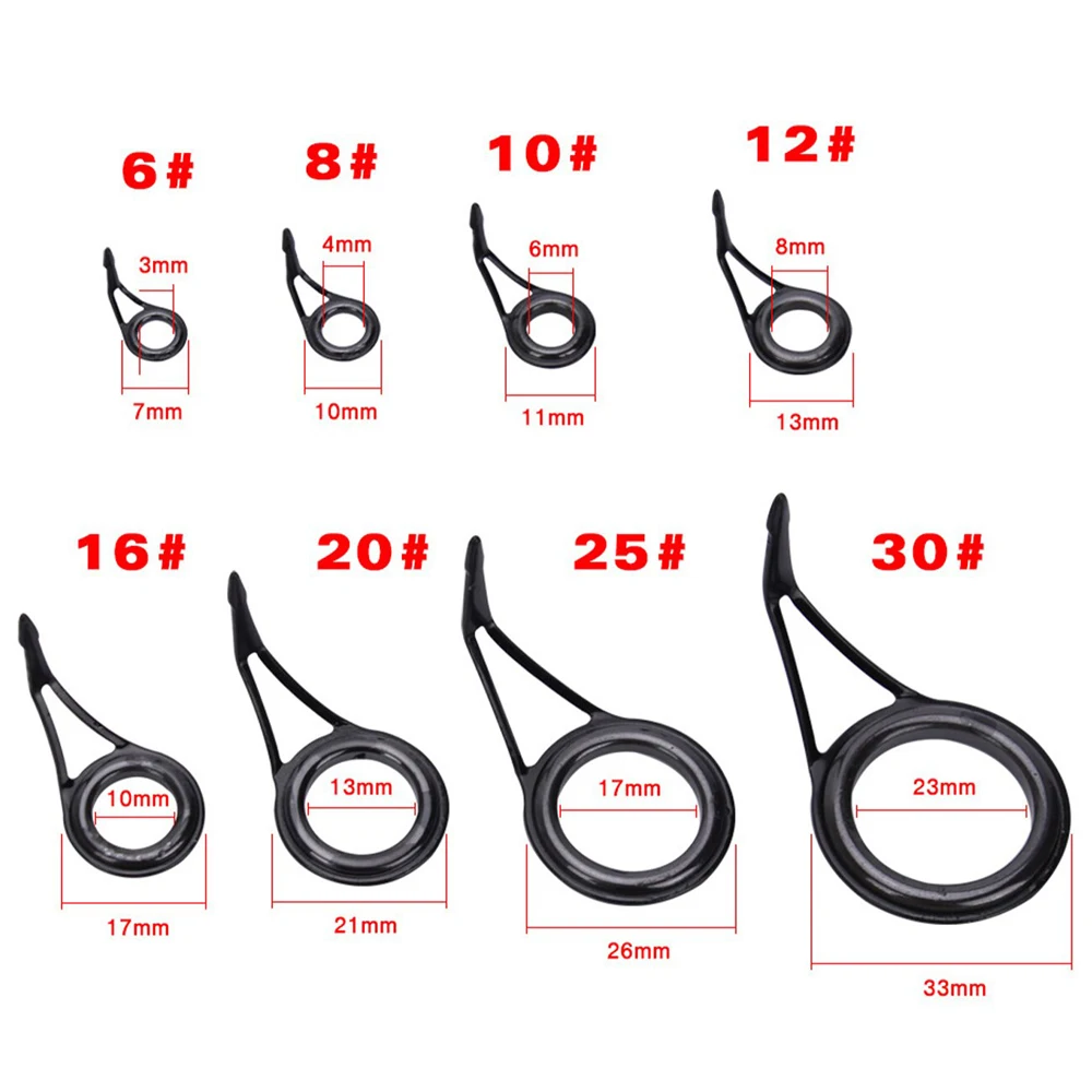 Description Picture 2 of itemBlack Fishing Accessories Stainless Steel Fishing Pole Circle Ring Eye Guide Fishing Rod Guide Tip Wire Loop