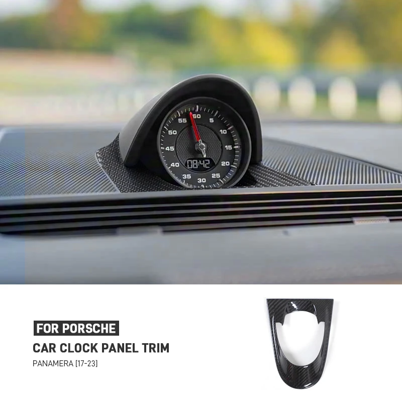 

Real Dry Carbon Fiber Car Center Console Dashboard Clock Panel Trim Cover Decorative Accessories For Porsche Panamera 2017-2023