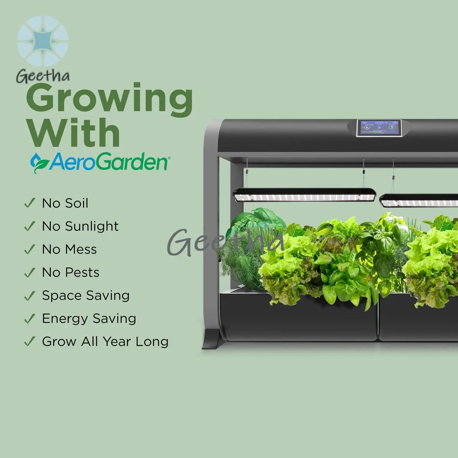 Farm 24Basic with Salad Bar Seed Pod Kit - Indoor Garden with LED Grow Light, Black