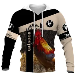 yk2 Rooster Lovers Hoodies 3D Graphic Animals Chick Splicing Hoodie Fashion Man Hip Hop Pullover Tops Harajuku Sportswear