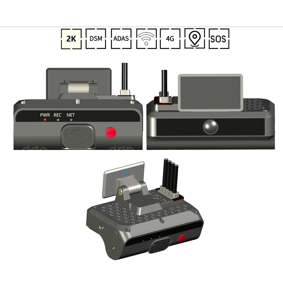 2K Ai Dashcam Blackbox 1080P ADAS DSM التعرف على الوجه DVR نظام المساعدة في القيادة المتقدم