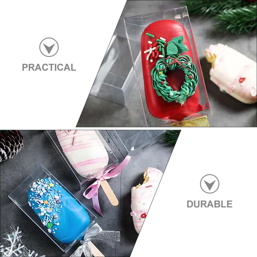 

12Pcs Ice Cream Cake Box Transparent Mini Clear Dessert Box Cake Carrier Bakery Packing Container Baking Supply