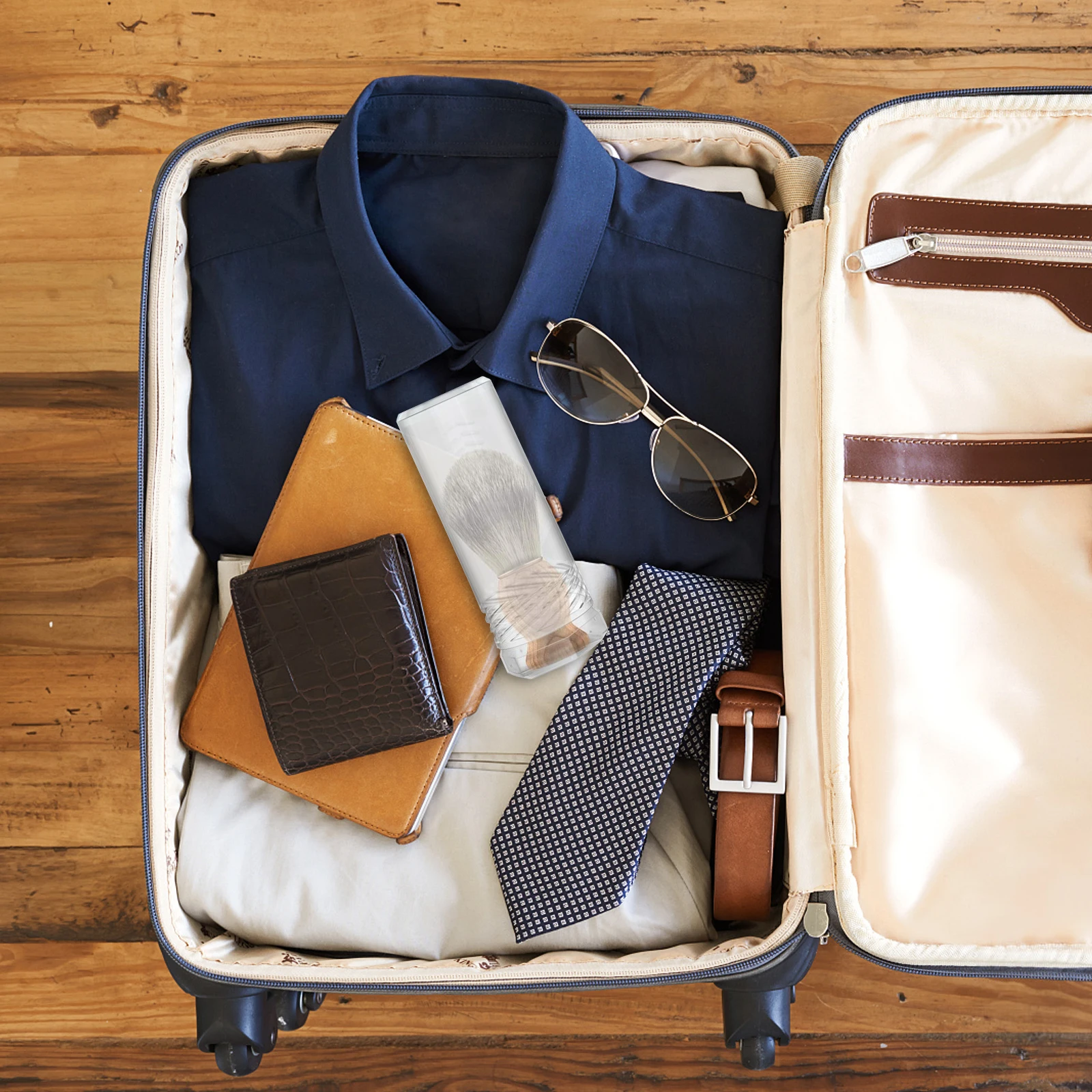 Estuche de afeitado ajustable de plástico para viaje, contenedor con soporte, portalápices para afeitado, estuche para brochas de viaje, 2 uds.