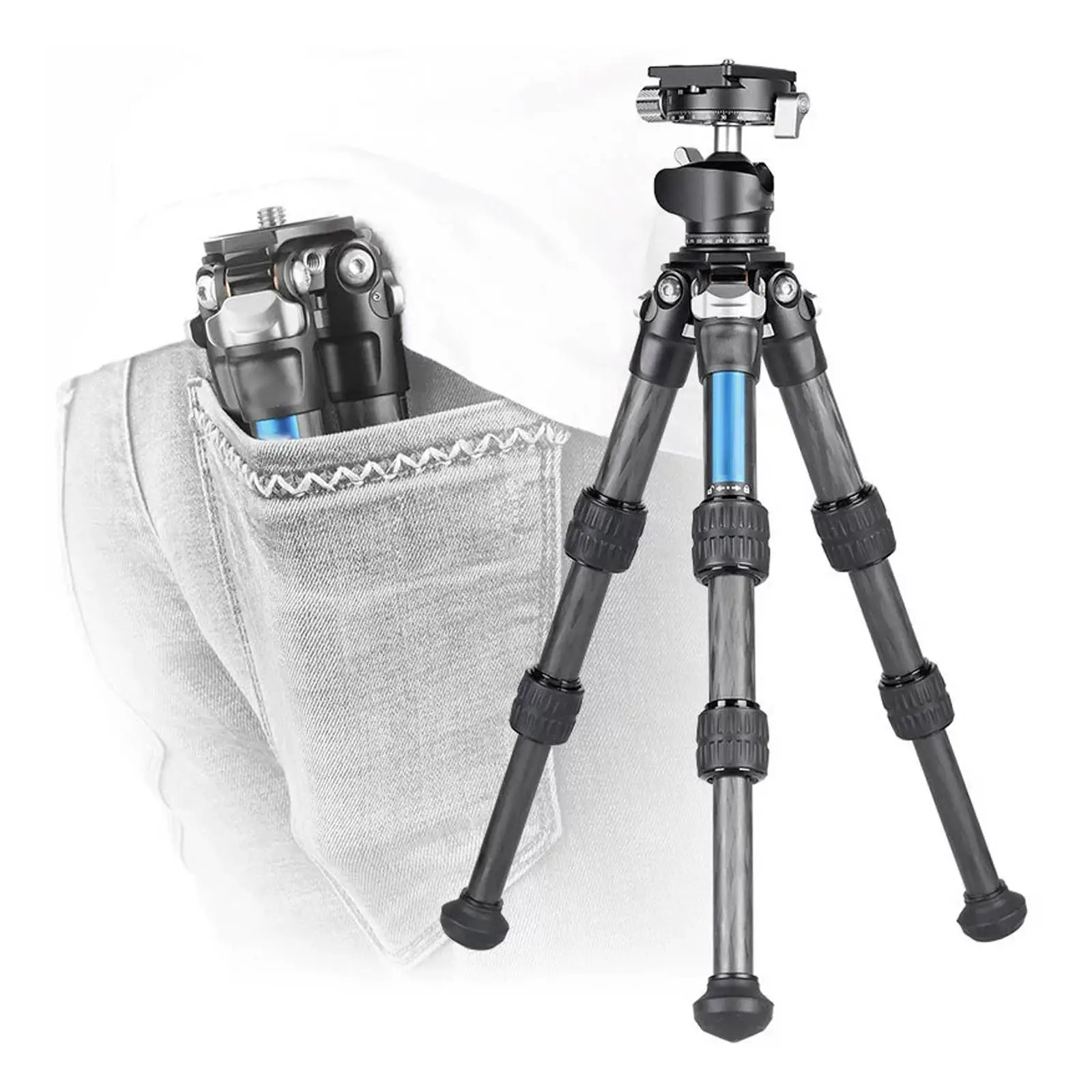 Universal Carbon Fiber LS-223C Table-Top Mini Tripod for Camera with case For Arca-Swiss\ Fujifilm\Nikon\Sony