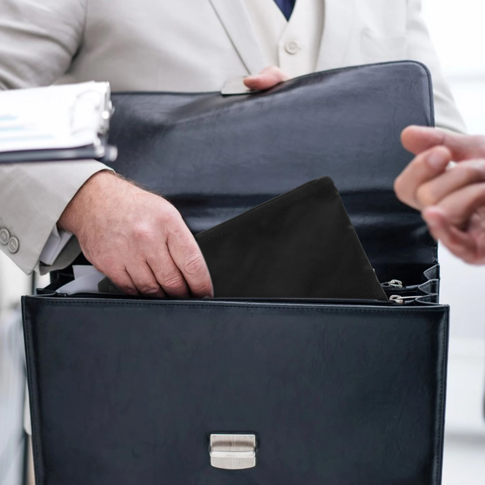 

Fireproof Waterproof Documents Bag 1Pcs Black Zipper Safe Office File Storage Fireproof Documents Bag