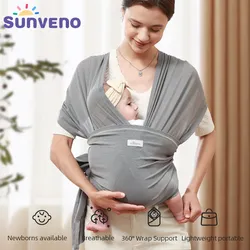 Sunveno Breathable Baby Wrap Carrier,Hands Free Baby Infant Carrier, Simple Pre-Wrapped Holder for 0-24 Months Baby Newborns