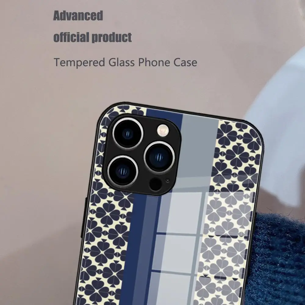 

Women K-Kate-SpadeS Flower Phone Case Tempered Glass For IPhone 16 15 14 13 12 Pro Max Plus Samsung S24 S23 A55 A54 Covers