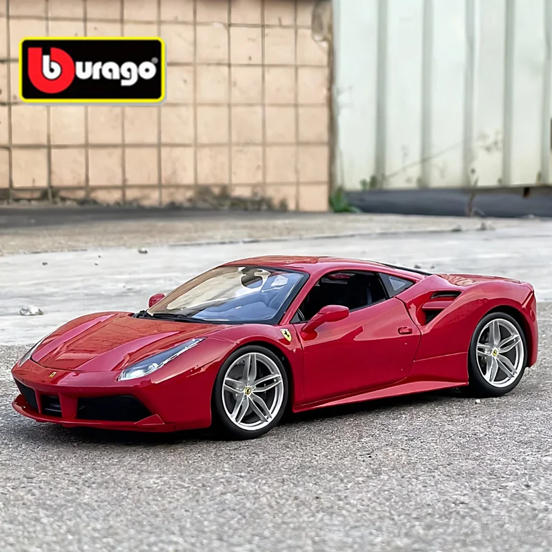 

Bburago 1:24 Ferraris 488 GTB Alloy Sports Car Model Diecasts Metal Racing Vehicles Car Model High Simulation Childrens Toy Gift