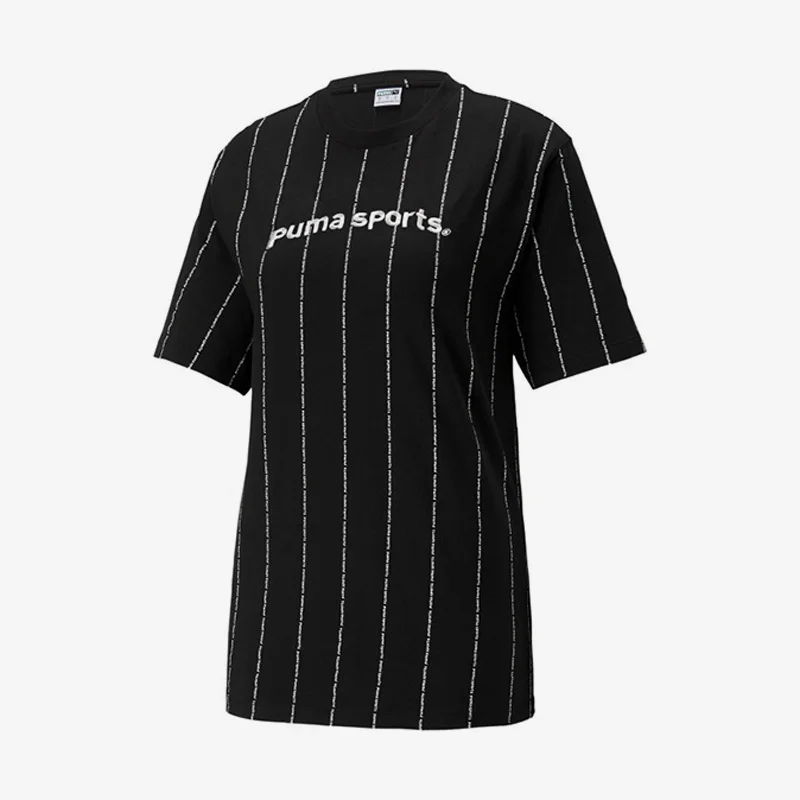 Puma genuine seasonal new women's round neck striped comfortable short sleeved T-shirt 622576-01