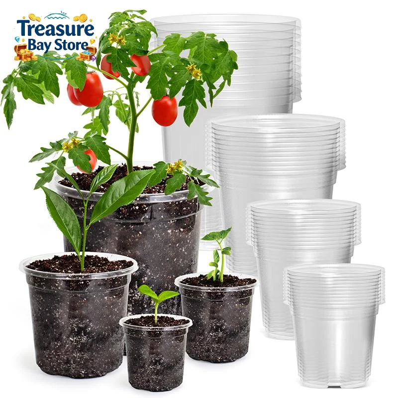 5Pcs Transparent Plastic Flowerpot Drainage Hole Pot Gardening Root Growth Visibility For All Plants Water Damage Protection