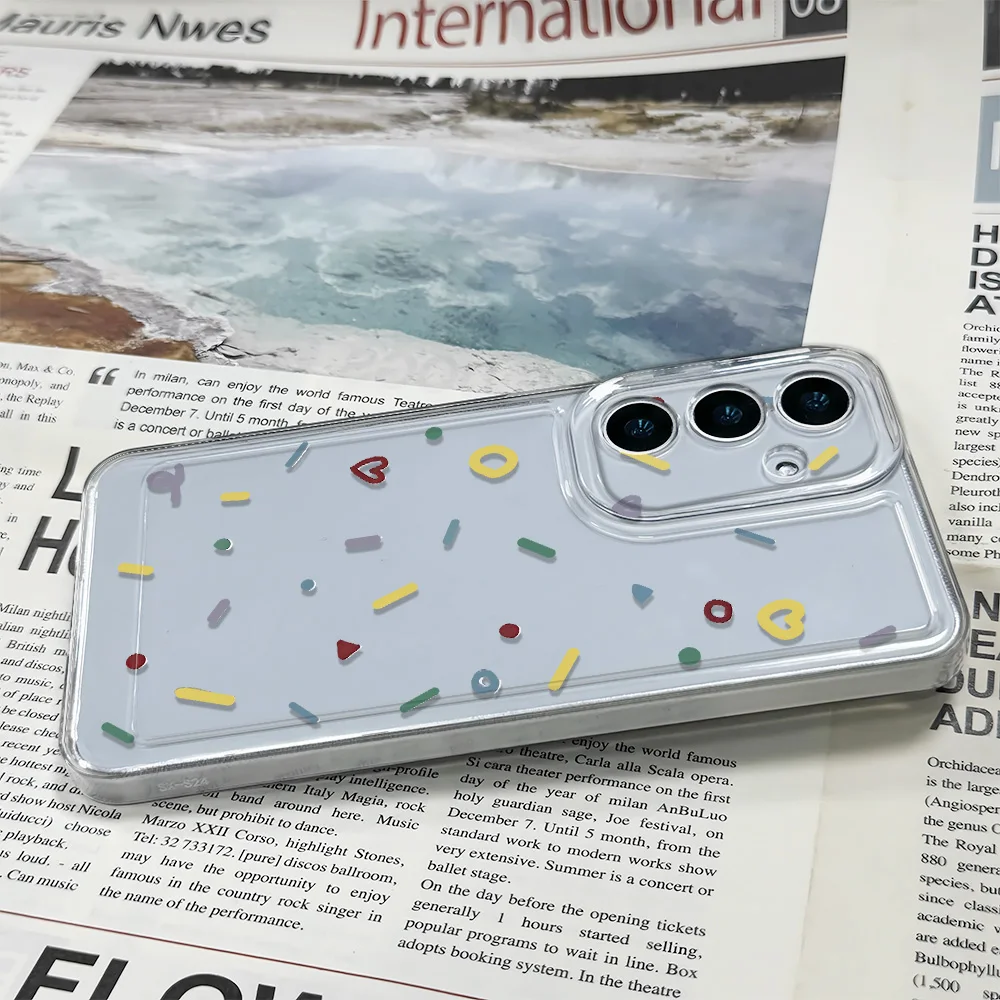 Simple Stylish Cover For Samsung A53 A72 5G A03 Core A20S Colorful Geometric Love Line Graffiti A11 A31 A13 A22 5G A10S Case