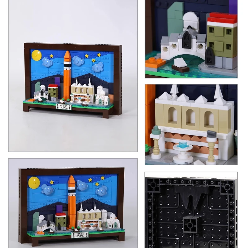 SEMBO البندقية مدينة بطاقة بريدية اللبنات الأطفال العصرية اللعب لغز التجمع نموذج سطح المكتب الحلي الإبداعية اللعب الهدايا #3