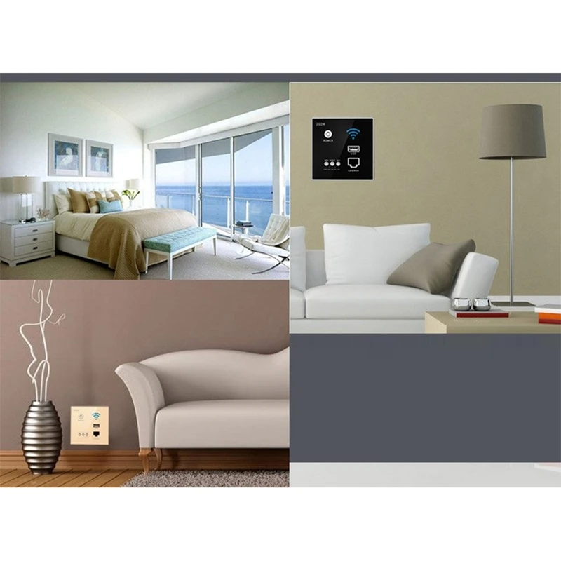 مقبس واي فاي لاسلكي مع USB ذكي ، جهاز توجيه مع لوحة زجاجية كريستالية ، جدار مدمج Mbps ، مرحل AP ، جديد ، Rj45