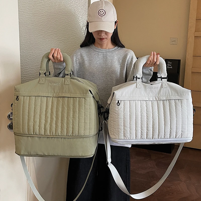 大容量短期旅行用ハンドバッグ-レディースファッション旅行収納バッグ-軽量スポーツフィットネスバッグ-旅行用