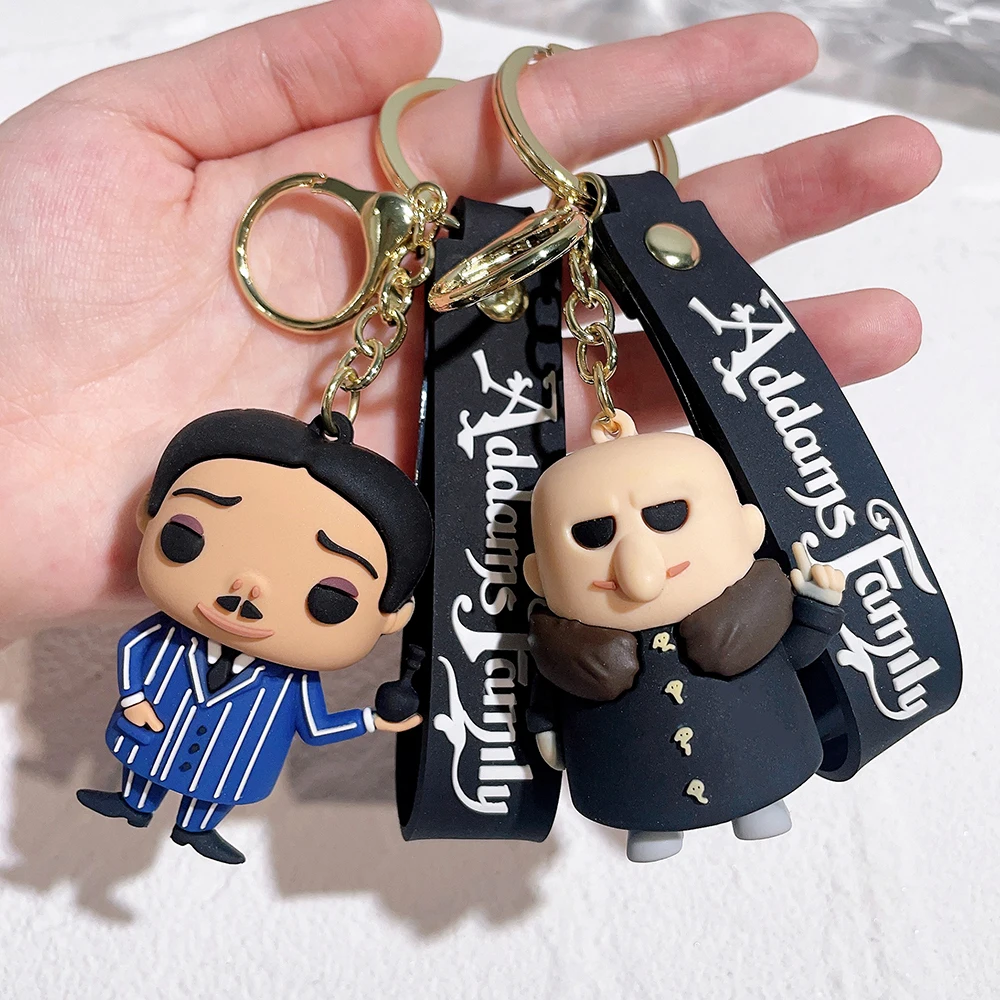 Addams Family Key Chain Anime Wednesday Figure Doll Keyring Bag Pendent Car Key Accessories Keychains Toy Gift for Friends