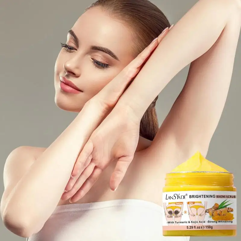 Brightening Scrub For Bikini Area Turmeric Skin Bump Reducer 5.3oz Organic Natural Effective Resurfacing Bikini Scrub Exfoliator