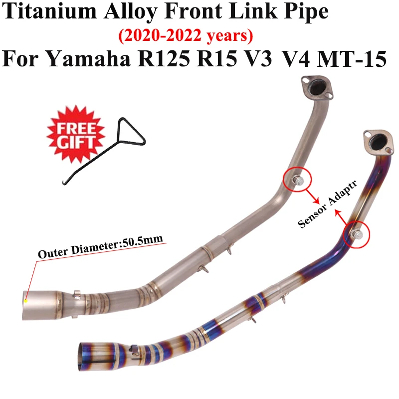 Titanium Alloy For Yamaha YZF R15 V3 V4 MT-15 R125 2020 - 2023 Modified Front Middle Link Pipe Motorcycle Exhaust Escape Mufller