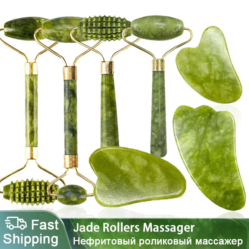 Face Massager Roller Gua Sha Jade Store Scraper Massage for Facial Gouache Lift Body Slimming Guasha Neck Skin Care Tools Beauty