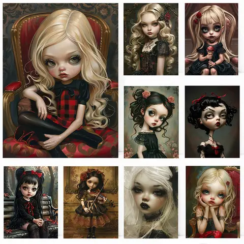 Angry Girl Fine Lowbrow Doll Cartoon Mysteries Princess Poster Print Wall Art Pictures Canvas Painting Living Room Home Decor