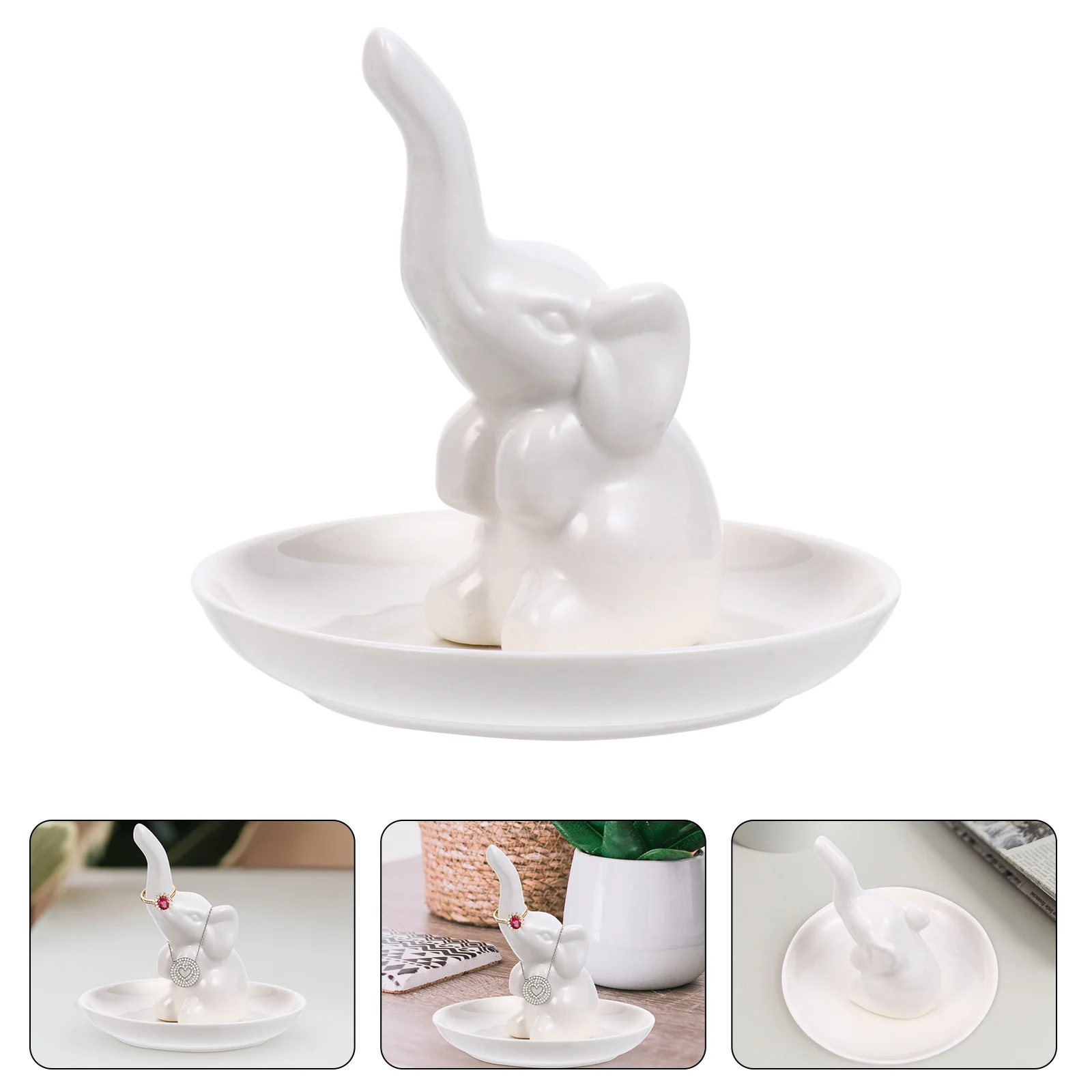 

1Pcs Elephant Ceramic Jewelry Dish Organizer Unique Design for Home Decor Elephant Ring Trays Jewelry Ring Dish