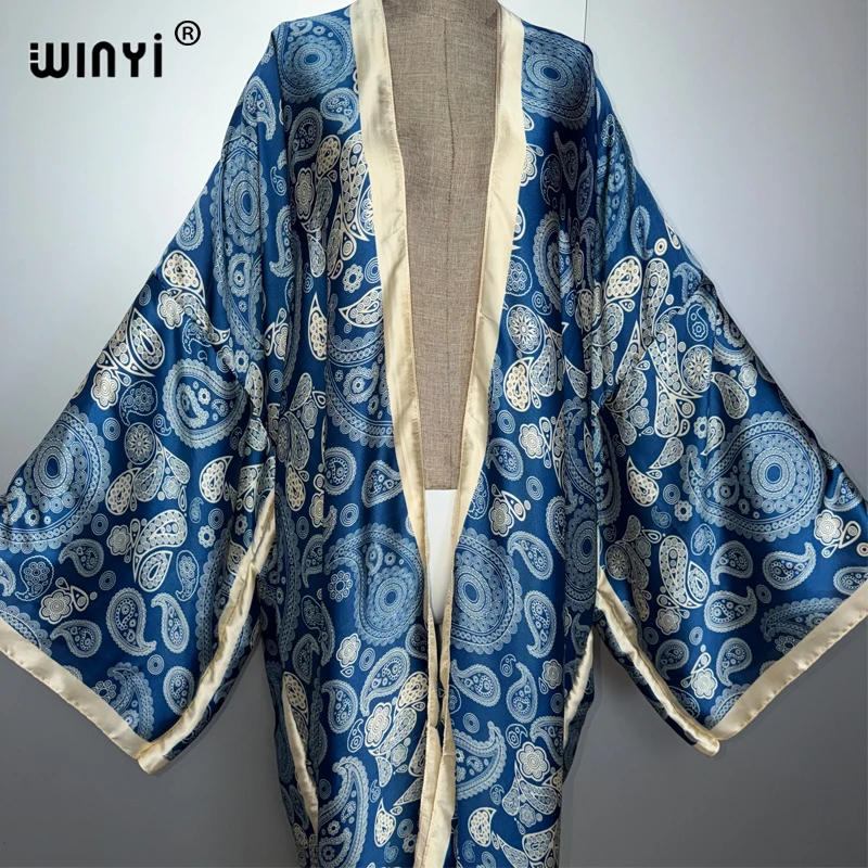 WINYI 着物 アフリカ女性 アバヤ ムスリム女性 カーディガン 女性用 クラシック カシューナッツ柄 パーティーカフタン カジュアルビーチカバーアップ ボヘミアンワンピース