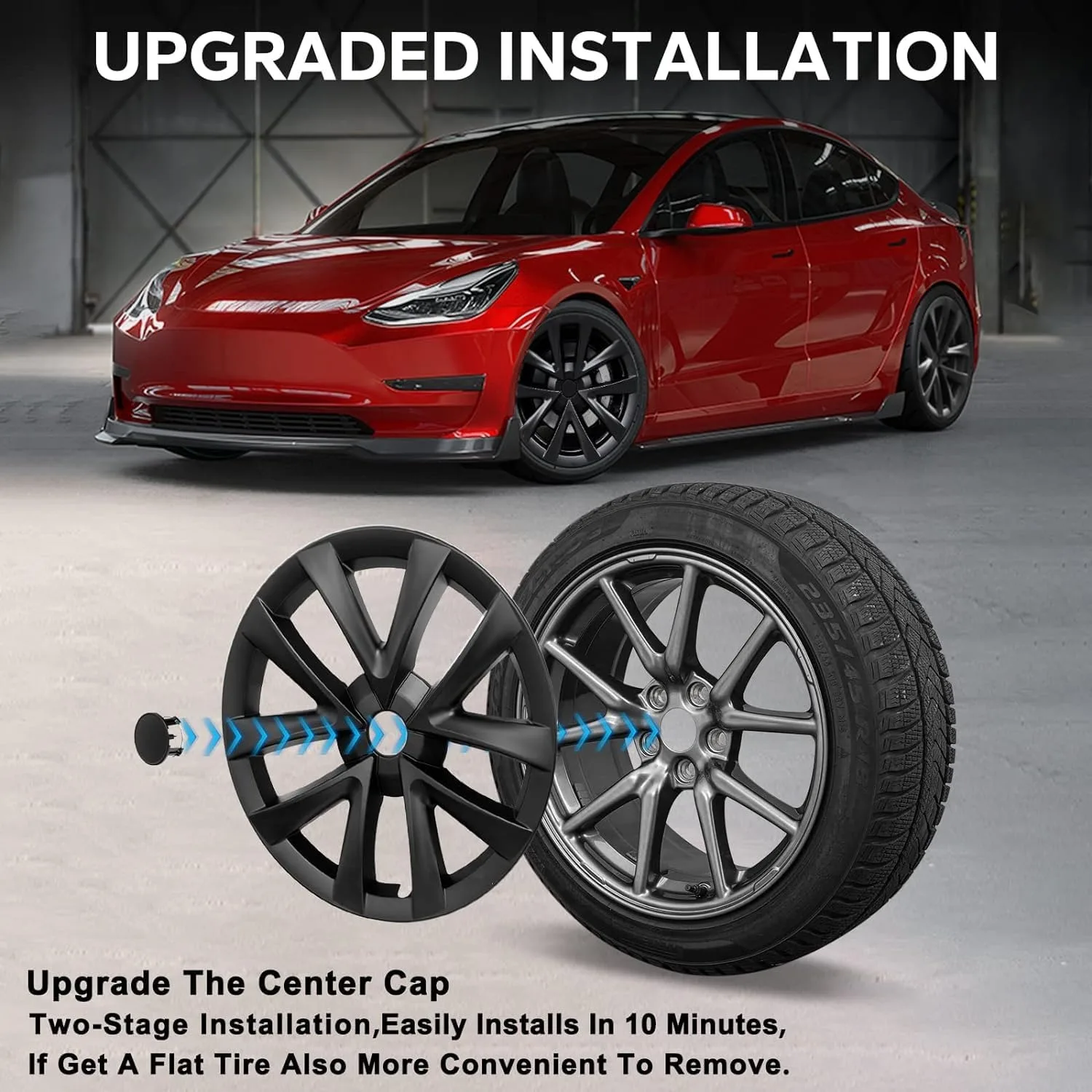 Tesla Model 3 Hubcaps -18 Inch Aero Wheel Covers Replacement Wheel Caps,Hub Caps Compatible with Model 3 Accessories 2017-2023