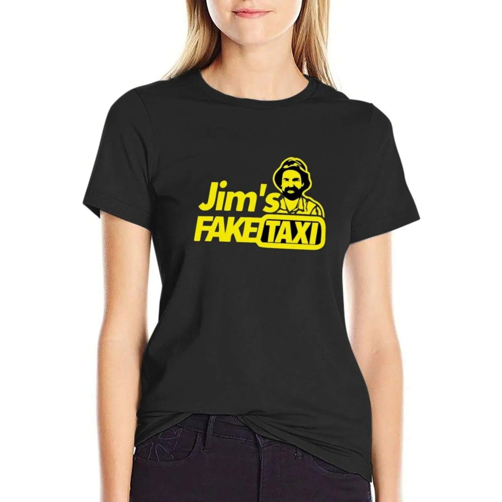 Jims Fake Taxi T-Shirt Aesthetic clothing tees spring clothes Women 2024