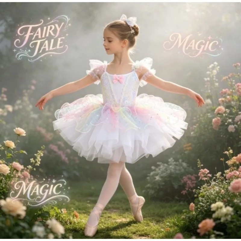 Girls Sequins Tulle Tutu Dress Kids Fluffy Puffy Skirt Ballet Dance Costume Cute Princess Outfit Stage Party Performance Wear - view 5