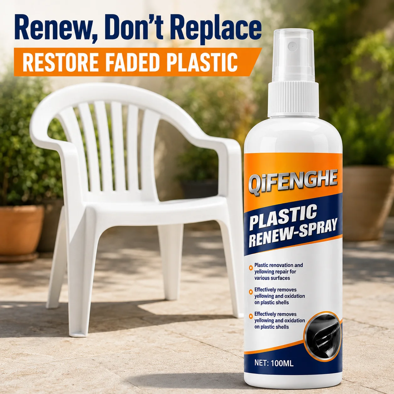 Anti-Yellow Plastic Restorer Spray Clean Oxidation Layer Long Lasting Gloss Protection For Vehicle Plastic Shell Surfaces