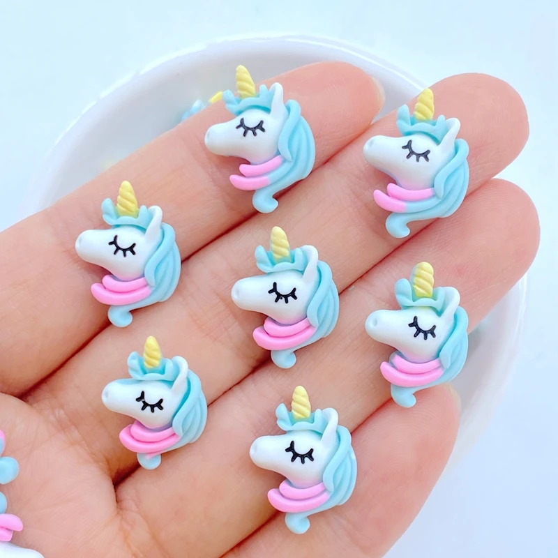 20pcs New Cute Resin 13*17mm Mini Unicorn Series Flat Back Figurines DIY Wedding Scrapbook Manicure Accessories