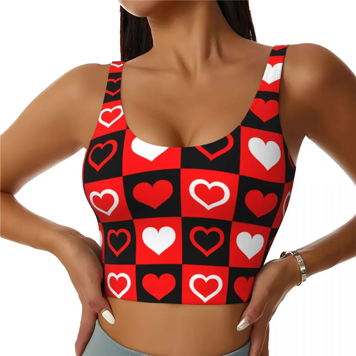 Yoga Vest Women Gym Sports Crop Tops Love Background Streetwear Workout Breathable Tank Top Female