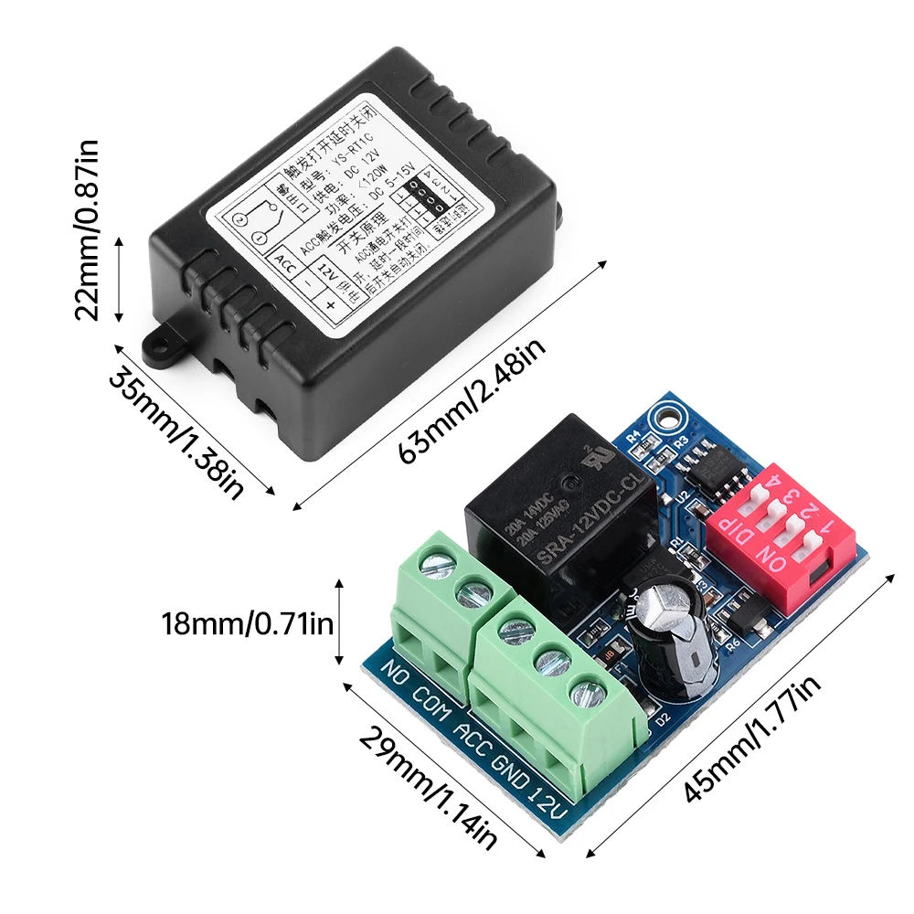 12 Volt Timer Relay On-Off Automotive Digital Delay Relay Electric Delay Timer Switch Cycle Time Delay Module YS-RT1C YS-RT1T