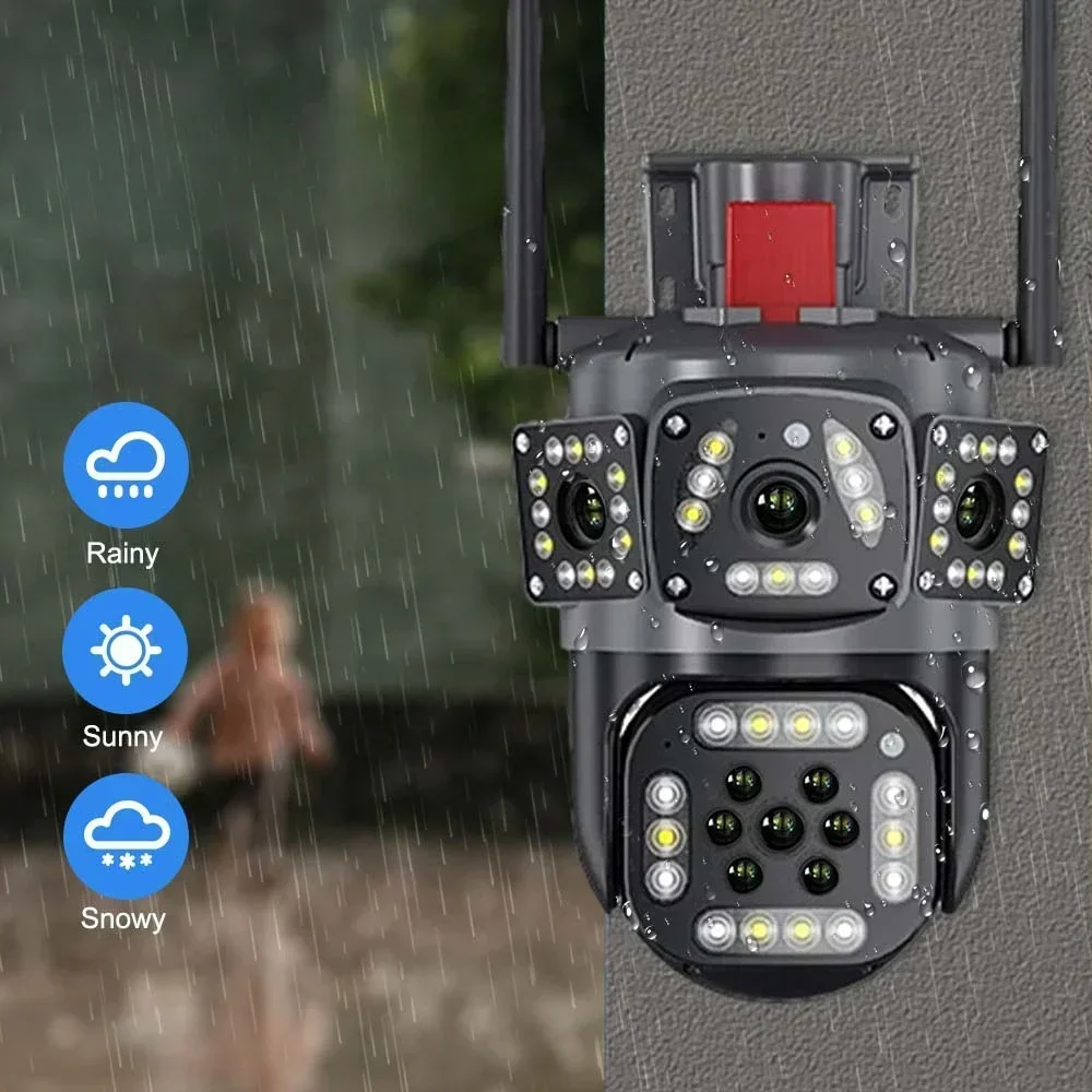6MP Sicherheitskamera WiFi Wireless Outdoor drei Objektiv IP Cam Home Protection Auto Tracking CCTV Videoüberwachung