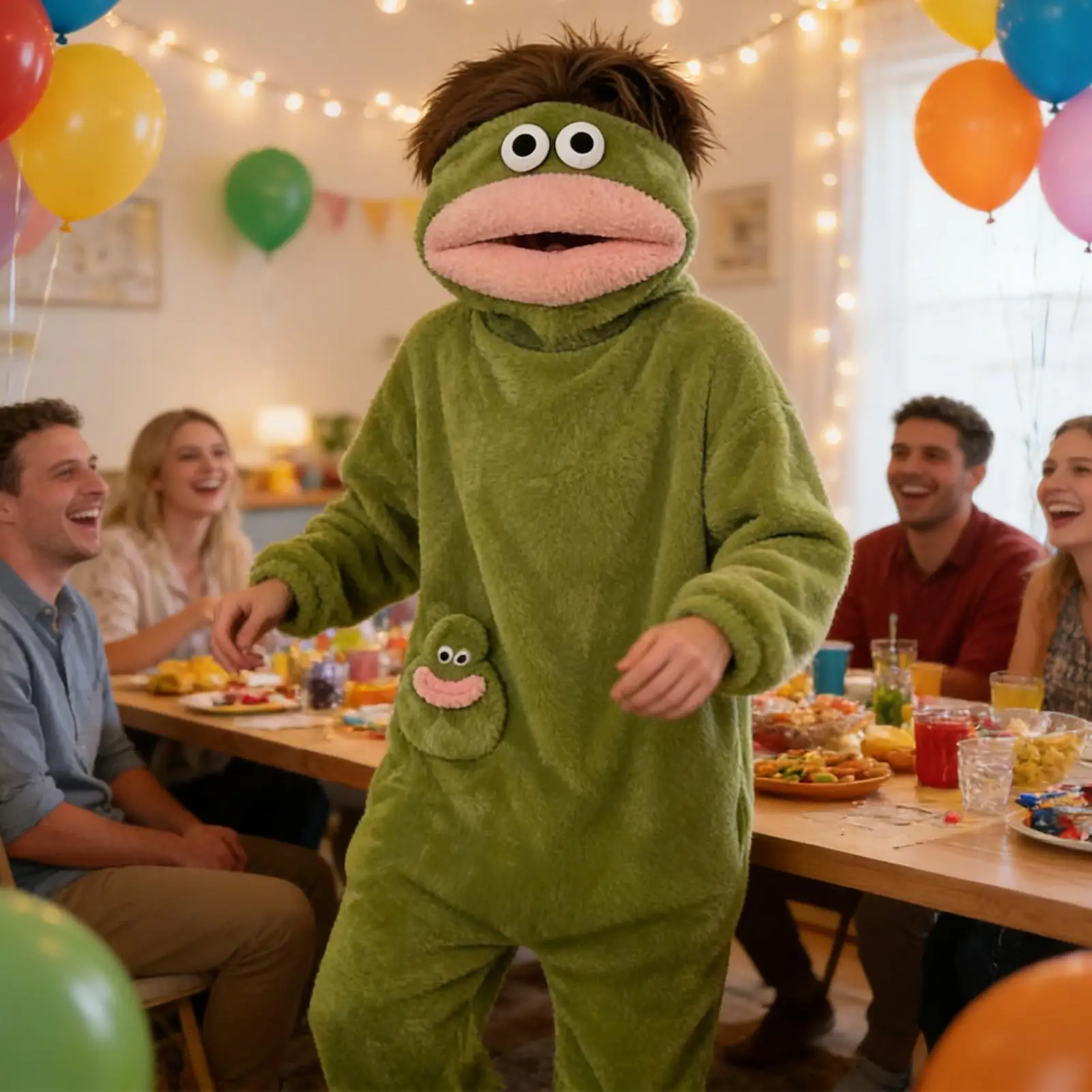 Green Monsterr Onesie Pajamas For Couples, 3D Hooded Fleece Lined Adult Romper, Soft Plush Sleepwear Costume For Home Travel