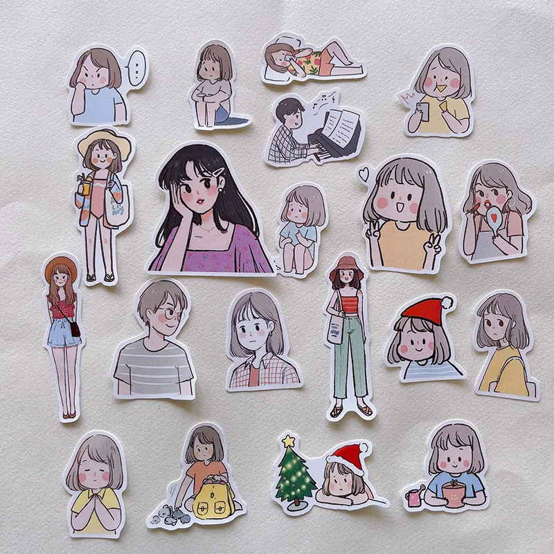 Stickers 60pcs For Boys Girls Decorated Waterproof Book Student Label Decorative DIY Stationery Korean Ins Hand-painted