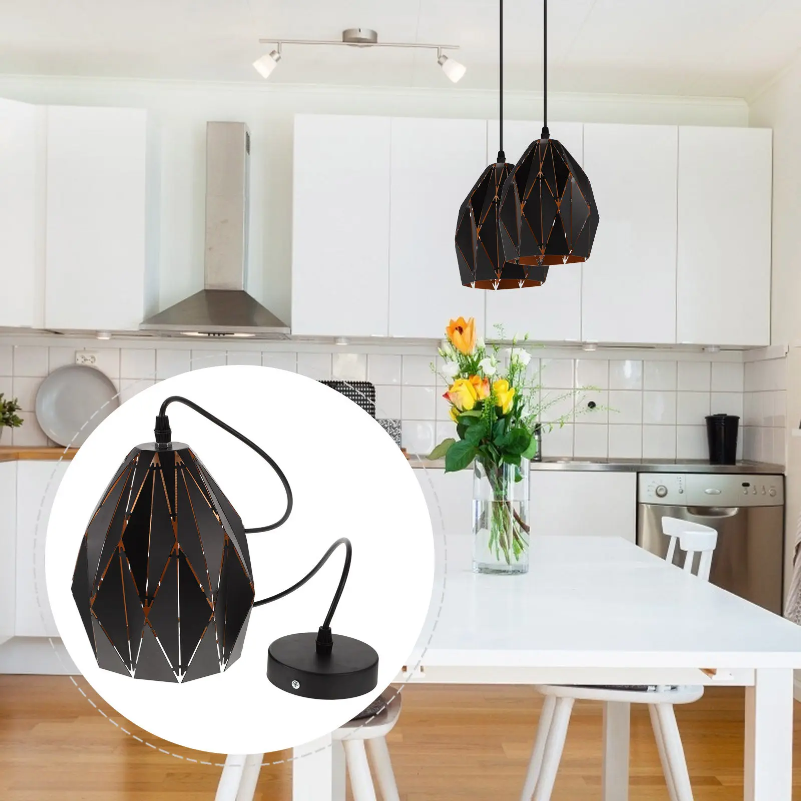 

1 шт. Подвесной светильник в индустриальном стиле из кованого железа, геометрический, для дома, бара, ресторана