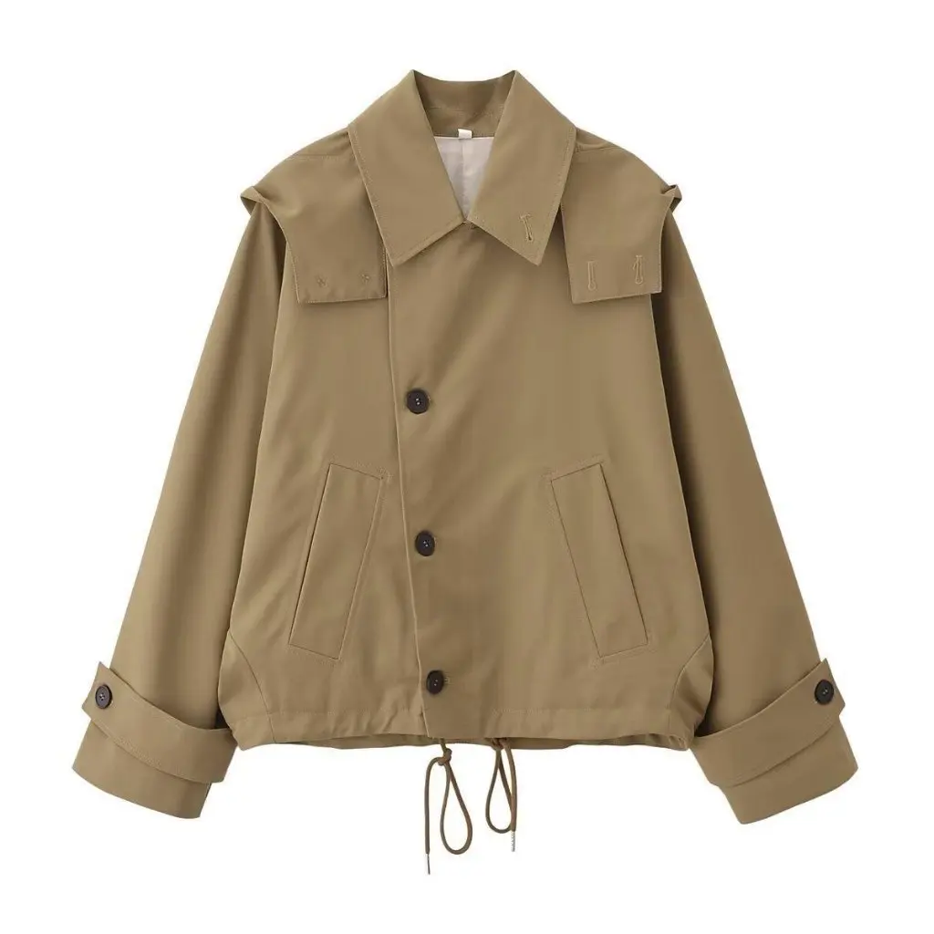 

TAOP & ZA женское повседневное пальто с капюшоном и свободным подолом на шнурке, осенний новый стиль 0155241