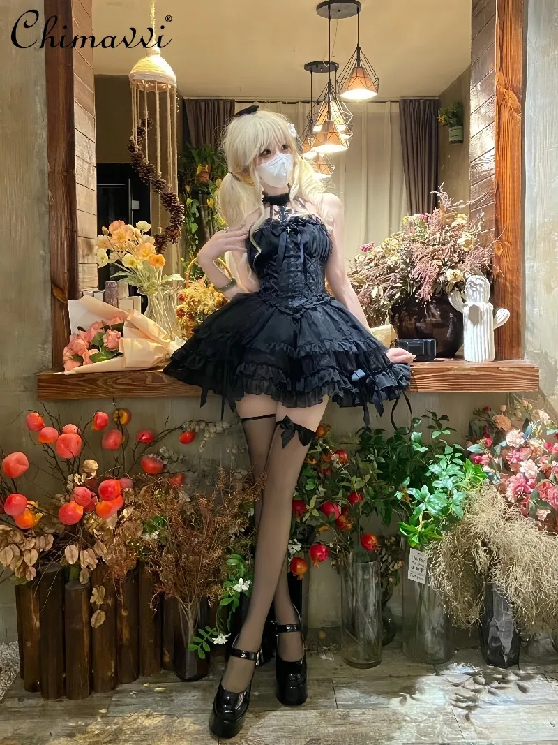 Lolita Style gothique foncé Halloween Cosplay robe de Style Ballet 2026 printemps été nouvelle fille Punk quotidien élégant robe courte bouffante