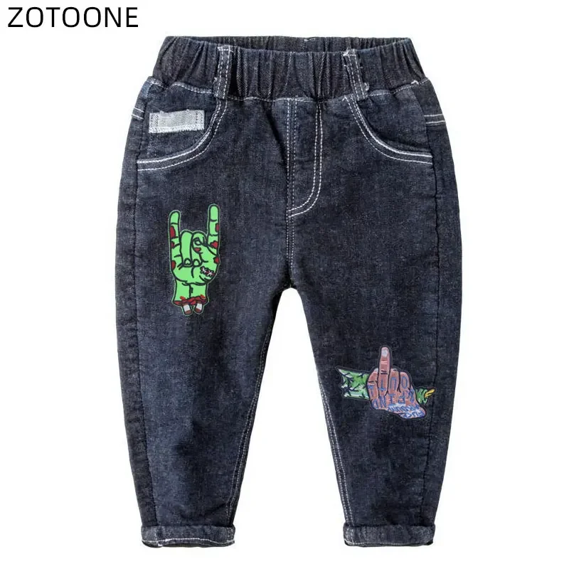 ZOTOONE Heart Parches patch ricamate in ferro sulle dita per abbigliamento zaino strisce fai-da-te adesivi per vestiti distintivi per biciclette E