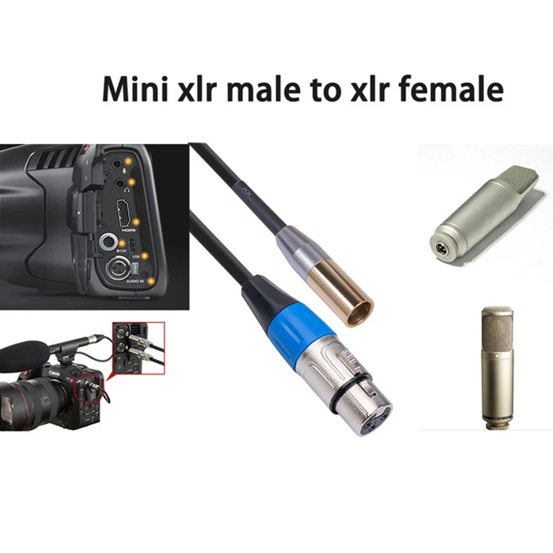 REXLIS 1FT Mini XLR Male to XLR Female Adapter Cable, for Sony Canon