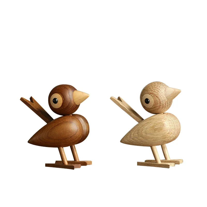 Denmark Nordic style wood sparrow bird ornaments American puppet wooden play room study desktop accessories