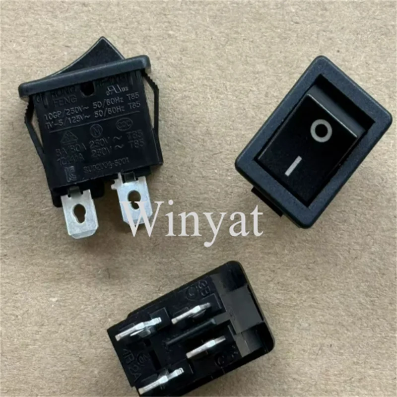 2pcs Rocker switch RF-1003 10A 250V 15X21mm 4PIN Black